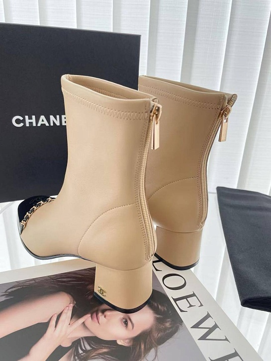 Женские кожаные сапоги Chanel premium
