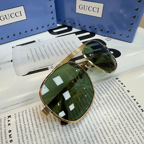 Солнцезащитные очки Gucci GG Navigator Frame - Green / Gold