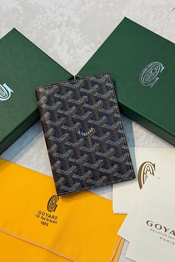 Кожаная обложка для паспорта Goyard Grenelle premium 14x10 см   