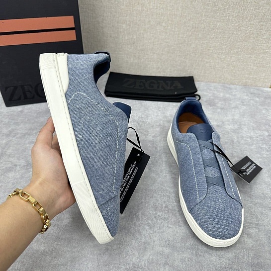 Мужские кроссовки Ermenegildo Zegna Triple Stitch Canvas - Blue