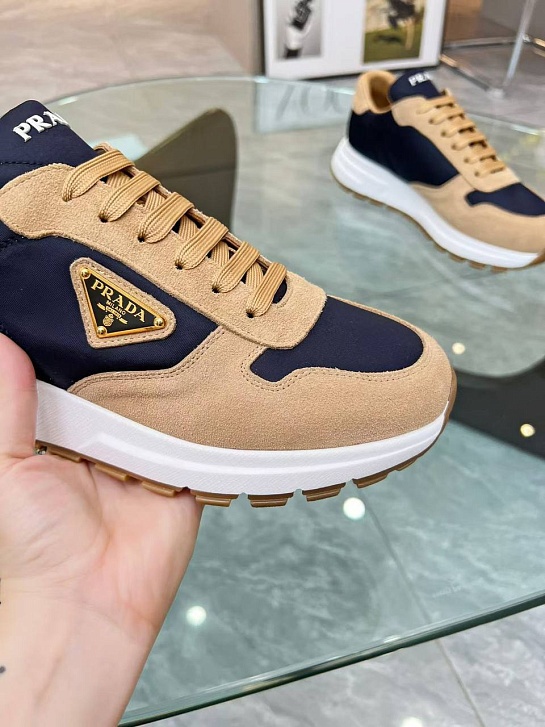 Женские комбинированные кроссовки Prada - Beige / Blue