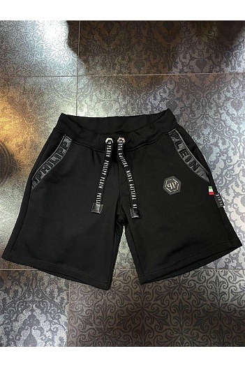 Мужские чёрные шорты Philipp Plein logo-plaque   