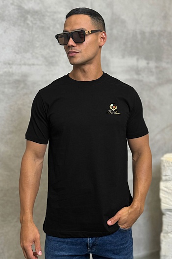 Футболка чёрного цвета Loro Piana logo-embroidered   