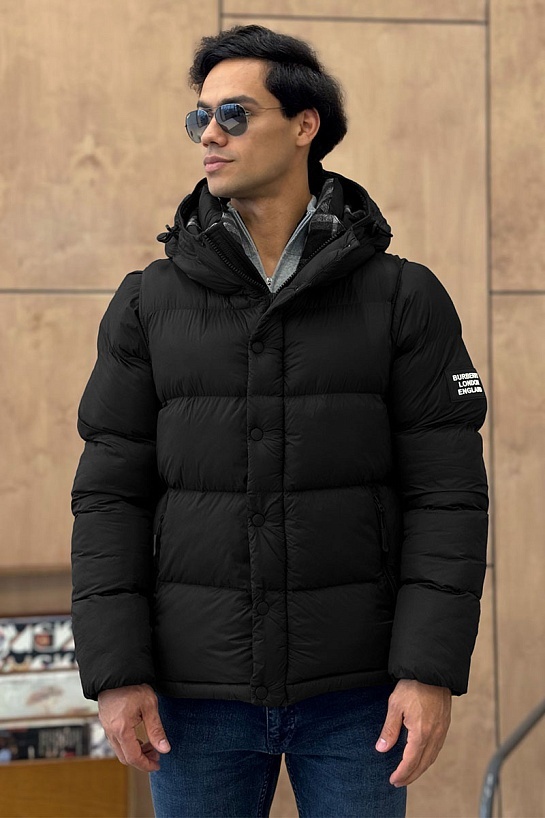 Чёрная куртка со съёмными рукавами Burberry Lockwell logo-patch