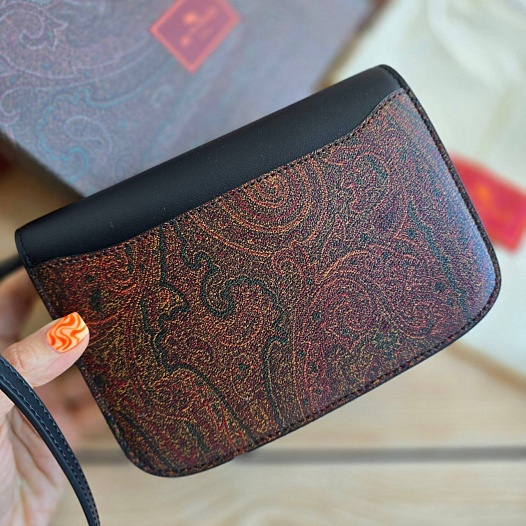 Кожаная сумка Etro с узором пейсли 19x12 см   