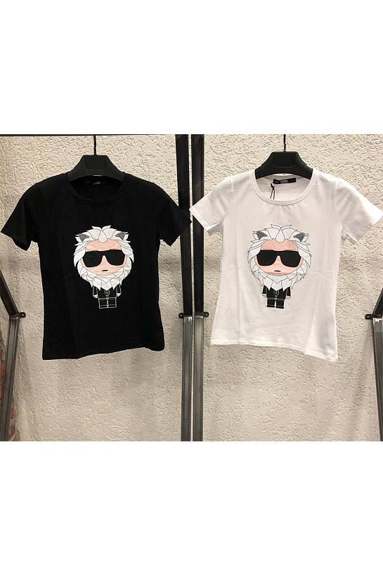 Женская чёрная футболка Karl Lagerfeld "Leo"