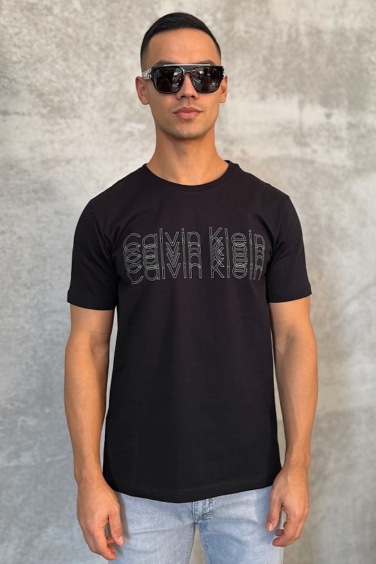 Брендовая мужская футболка Calvin Klein чёрного цвета