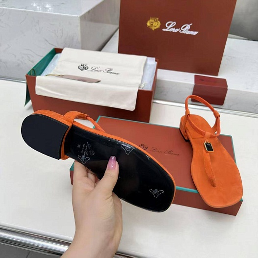 Женские замшевые сандалии Loro Piana Premium - Orange   
