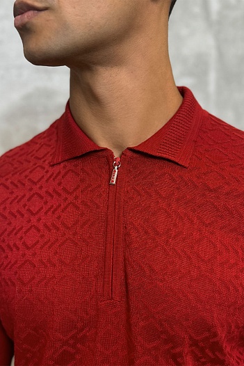 Мужское поло красного цвета Zilli zip neck   