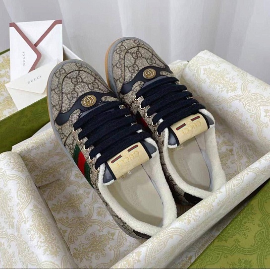 Кожаные кроссовки Gucci GG Screener - Grey
