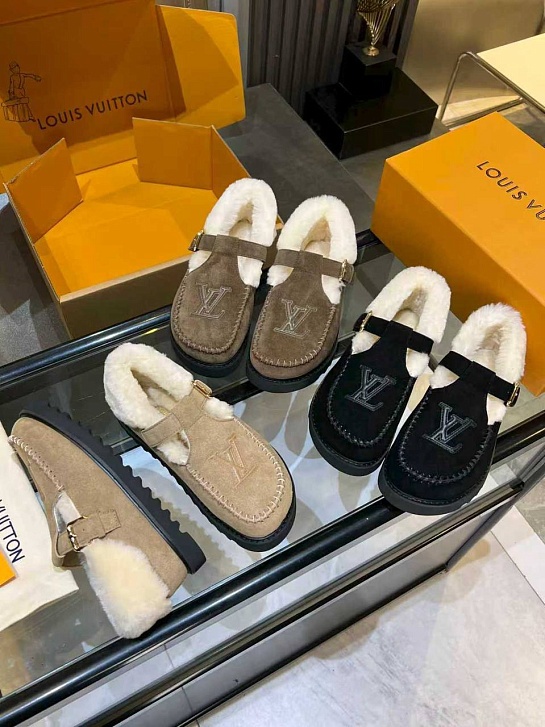 Женские меховые лоферы Louis Vuitton Colorado Comfort Mary Jane premium
