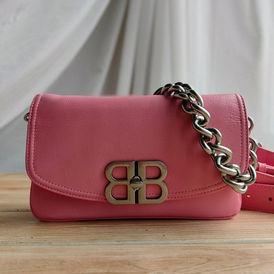 Кожаная сумка Balenciaga Bb Soft Flap 23x12 см - Pink