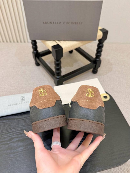 Кожаные кроссовки Brunello Cucinelli low-top - Grey