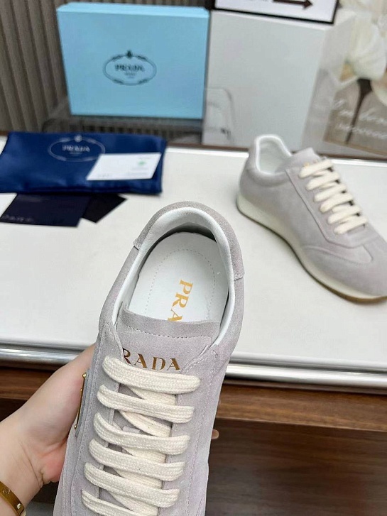 Женские замшевые кроссовки Prada Premium - Grey