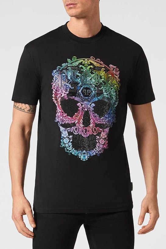 Мужская чёрная футболка Philipp Plein Skull