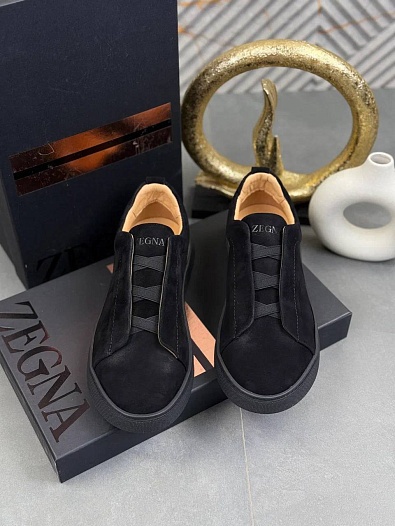 Замшевые кроссовки Zegna Triple Stitch   