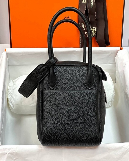 Женская кожаная сумка Hermes Lindy Premium 26x18x13 см - Black