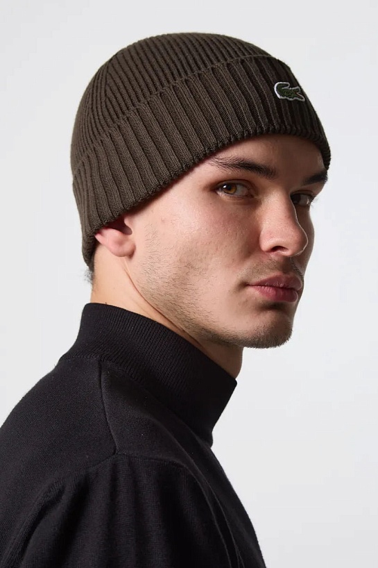 Шапка цвета хаки Lacoste logo-embroidered