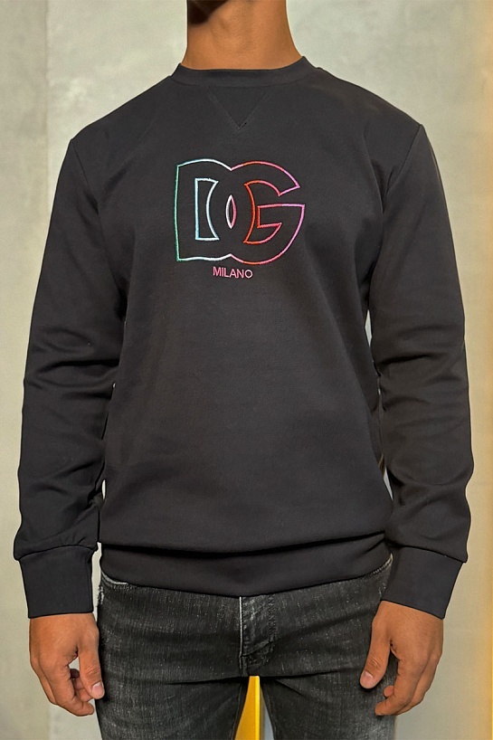 Чёрный мужской свитшот Dolce&Gabbana multicolor logo