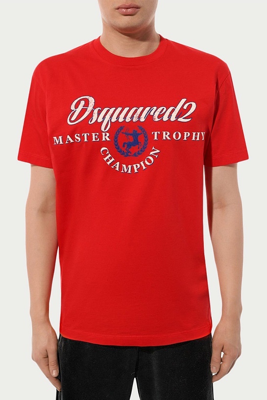 Мужская красная футболка Dsquared2 Master Trophy logo-print
