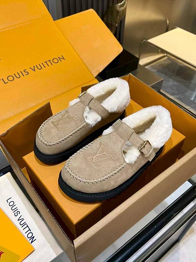 Женские меховые лоферы Louis Vuitton Colorado Comfort Mary Jane premium   