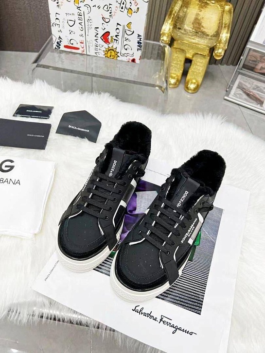 Мужские кроссовки с мехом Dolce & Gabbana Custom 2.Zero