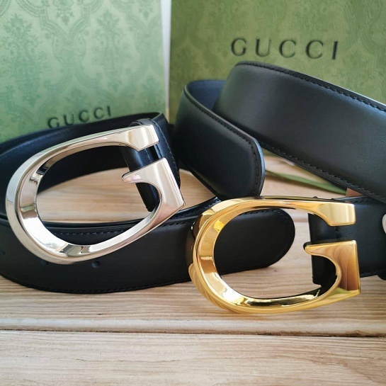 Кожаный ремень Gucci (длина 85 / 90 см) - Gold