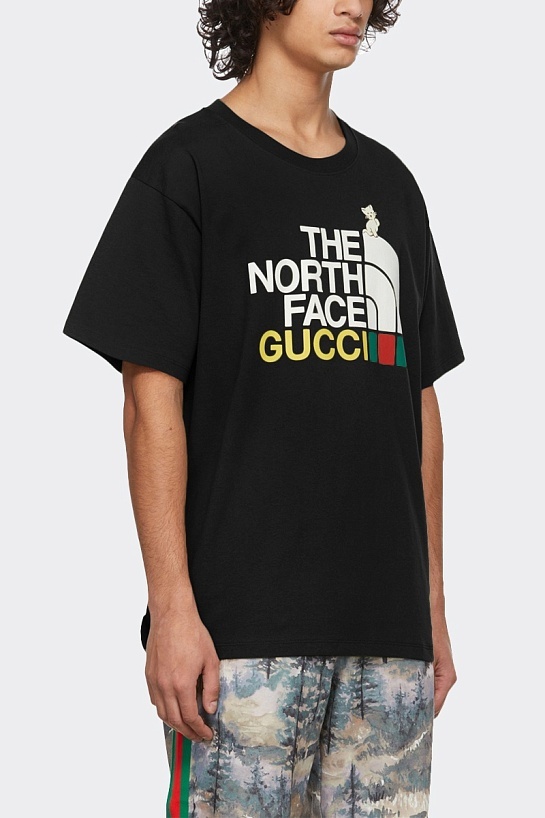 Чёрная оверсайз футболка Gucci x The North Face Collaboration