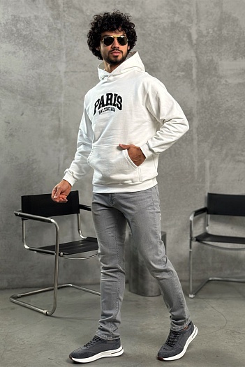 Белое худи Balenciaga Paris logo-embroidered   