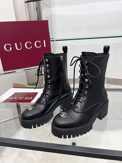 Женские кожаные ботинки Gucci Double G   