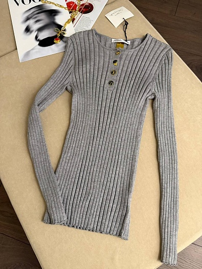 Женский трикотажный лонгслив Schiaparelli premium - Grey   