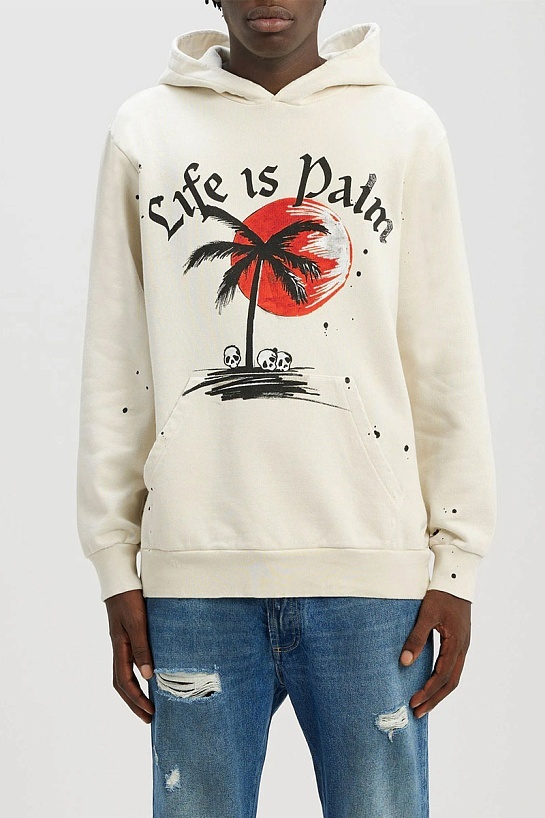 Бежевое оверсайз худи Palm Angels sunset palm