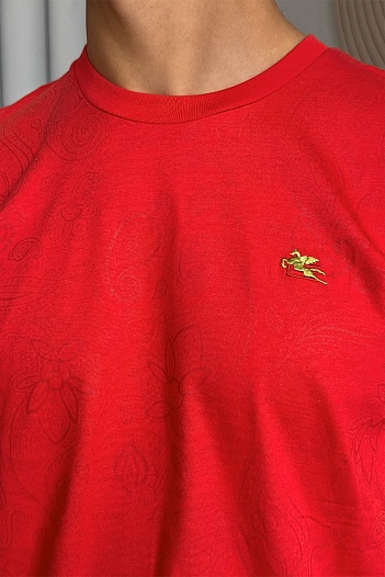 Красная мужская футболка Etro embroidered-logo   