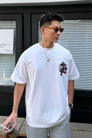 Белая оверсайз футболка Chrome Hearts Premium   