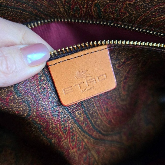 Кожаная дорожная сумка Etro с узором пейсли 50x28 см