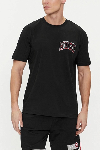 Мужская чёрная футболка Hugo Boss sporty logo   