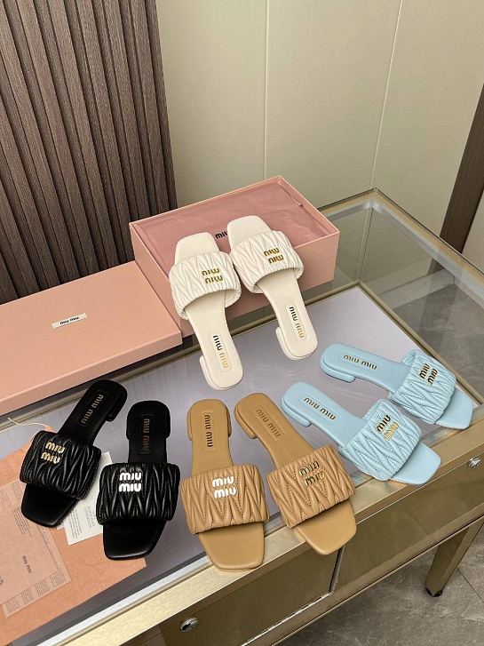 Женские шлёпанцы MIU MIU Premium - Beige