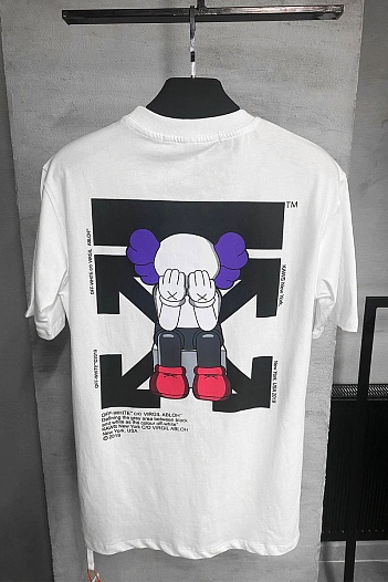 Белая оверсайз футболка Off-White x Kaws   