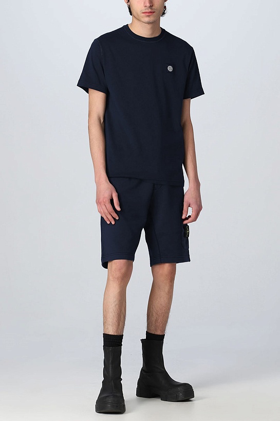 Мужская футболка тёмно-синего цвета Stone Island compass badge