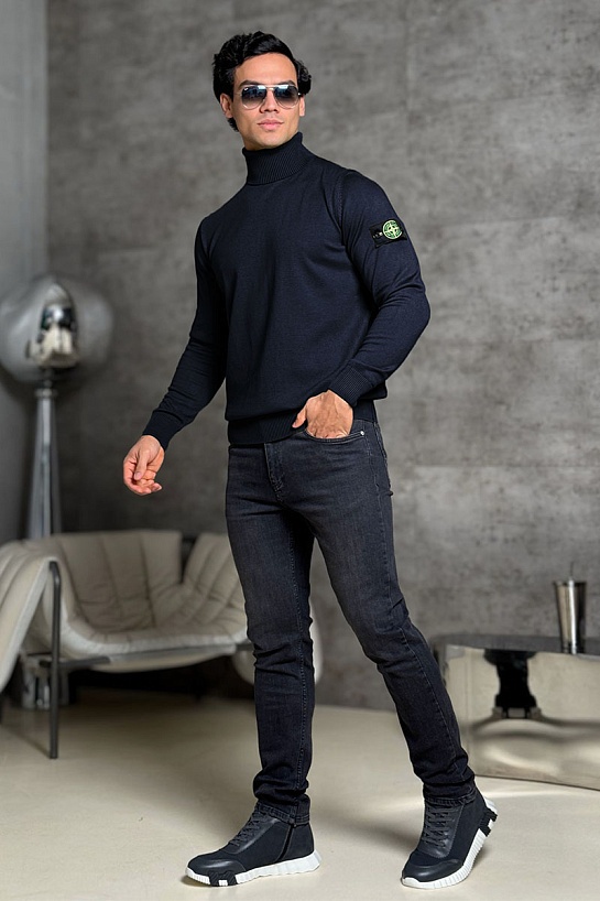 Водолазка тёмно-синего цвета Stone Island compass-patch