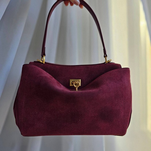 Замшевая сумка Balenciaga Rodeo 28x20 см - Cherry   