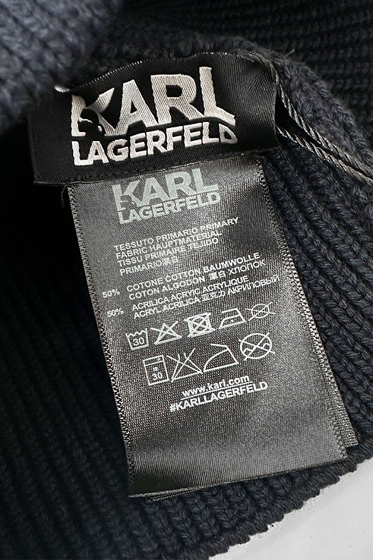 Мужская шапка тёмно-синего цвета Karl Lagerfeld logo-patch