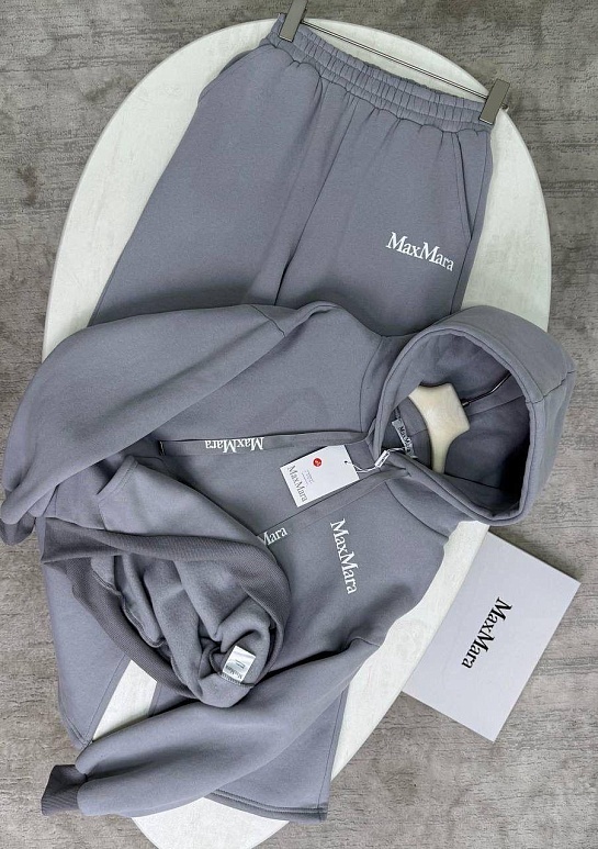 Женский костюм тройка на флисе Max Mara Premium - Light Grey
