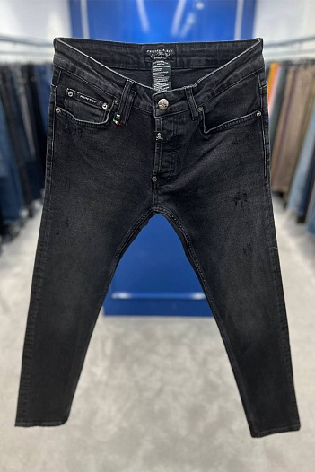 Мужские джинсы чёрного цвета Philipp Plein logo-plaque   