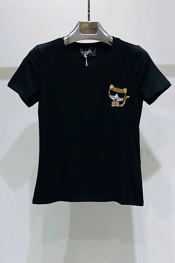 Женская брендовая футболка Karl Lagerfeld чёрного цвета   