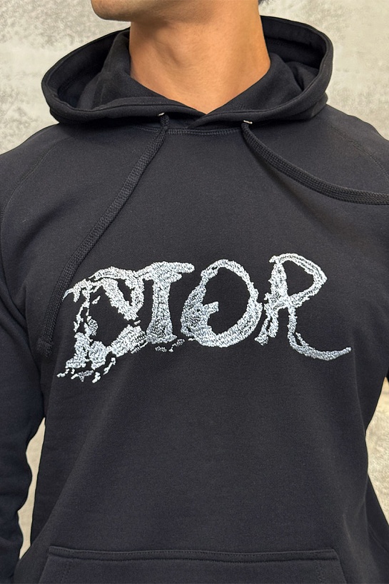 Чёрное оверсайз худи Dior logo-print