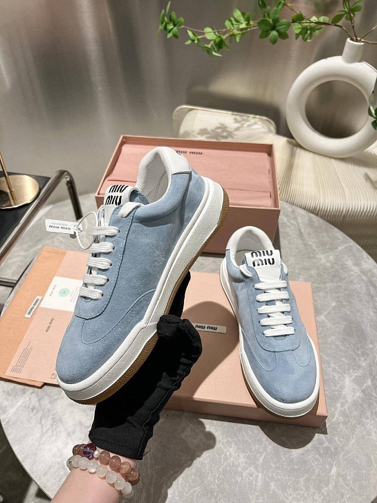 Женские замшевые кроссовки MIU MIU Premium - Blue