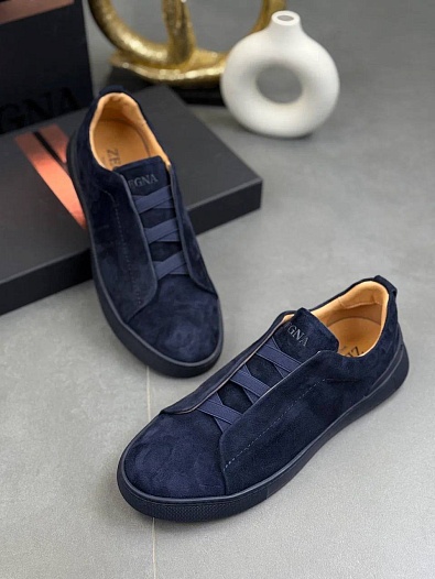 Замшевые кроссовки Zegna Triple Stitch   