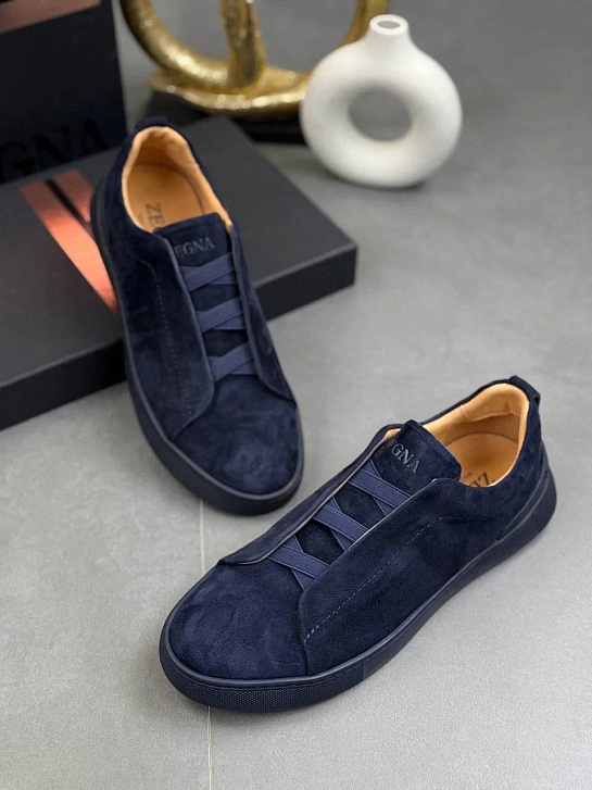 Замшевые кроссовки Zegna Triple Stitch