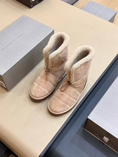 Женские замшевые угги с мехом Brunello Cucinelli Monili Premium   